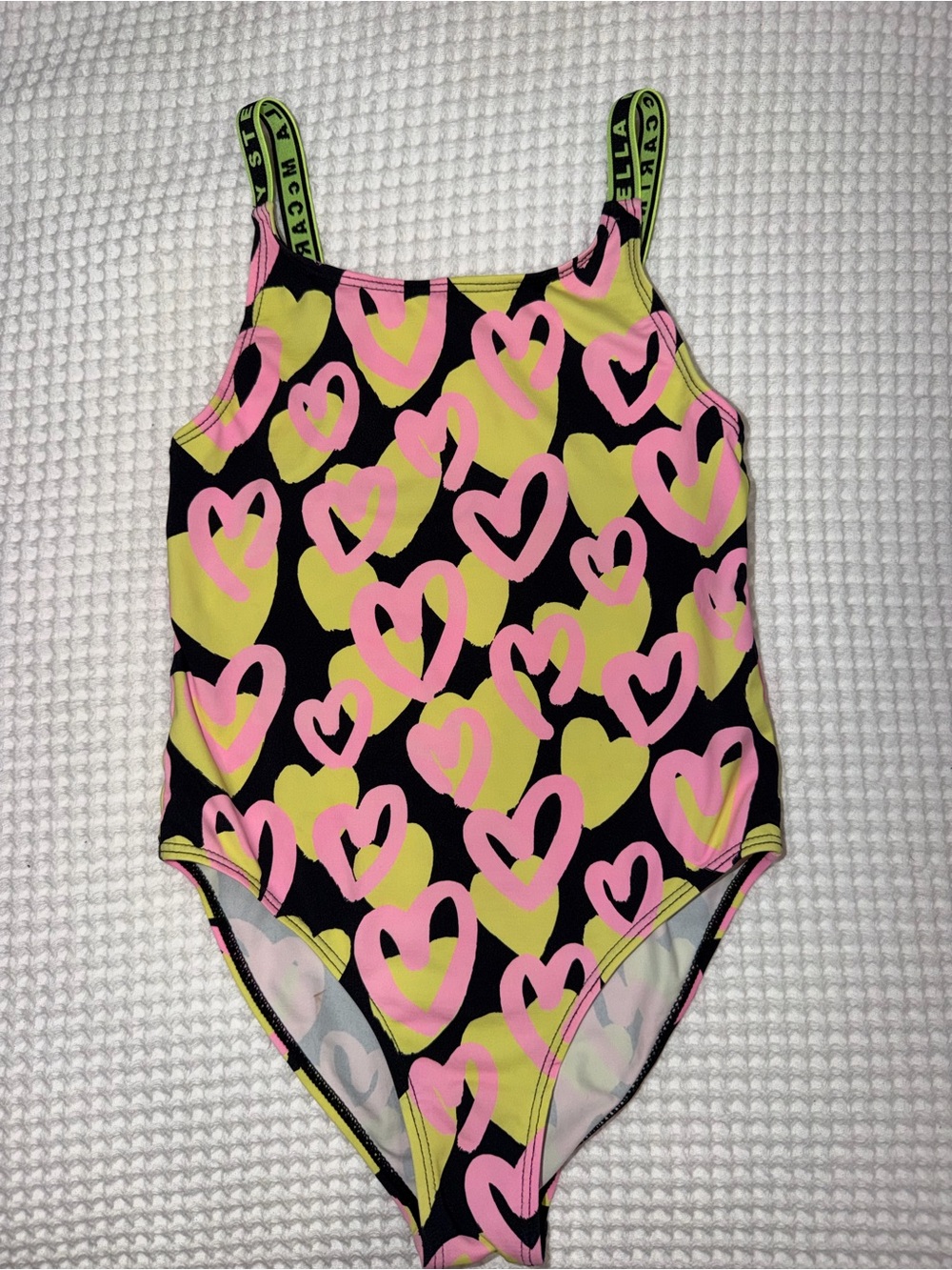 Stella McCartney Kids Heart Print One Piece Swimsuit Size 8 Designer